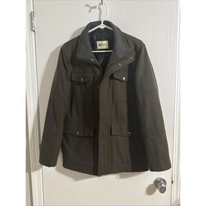 Haggar Men's Brighton Military Four-Pocket Jacket, Olive Green Small